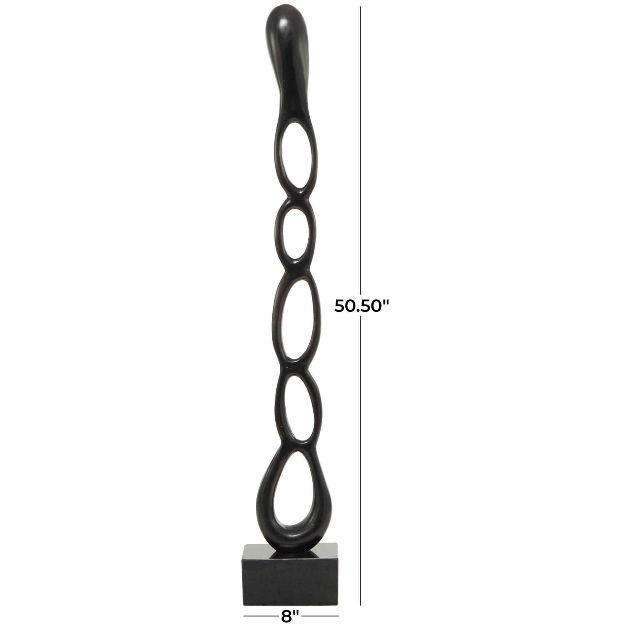 51" Aluminum Tall Linked Floor Abstract Sculpture with Black Base
